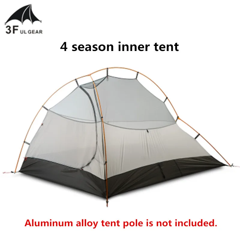 4 season inner tent 3F UL GEAR ZhengTu2 Сверхлегкий тент 15D нейлон 3 или 4 сезона Открытый Анти-ветер кемпинг палатка 2 человек зимний кемпинговый тент - Цвет: 4 season inner tent
