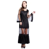 new new fashion punk sexy black women o neck long sleeves dress lace splicing off shoulder ankle length hollow out women dress