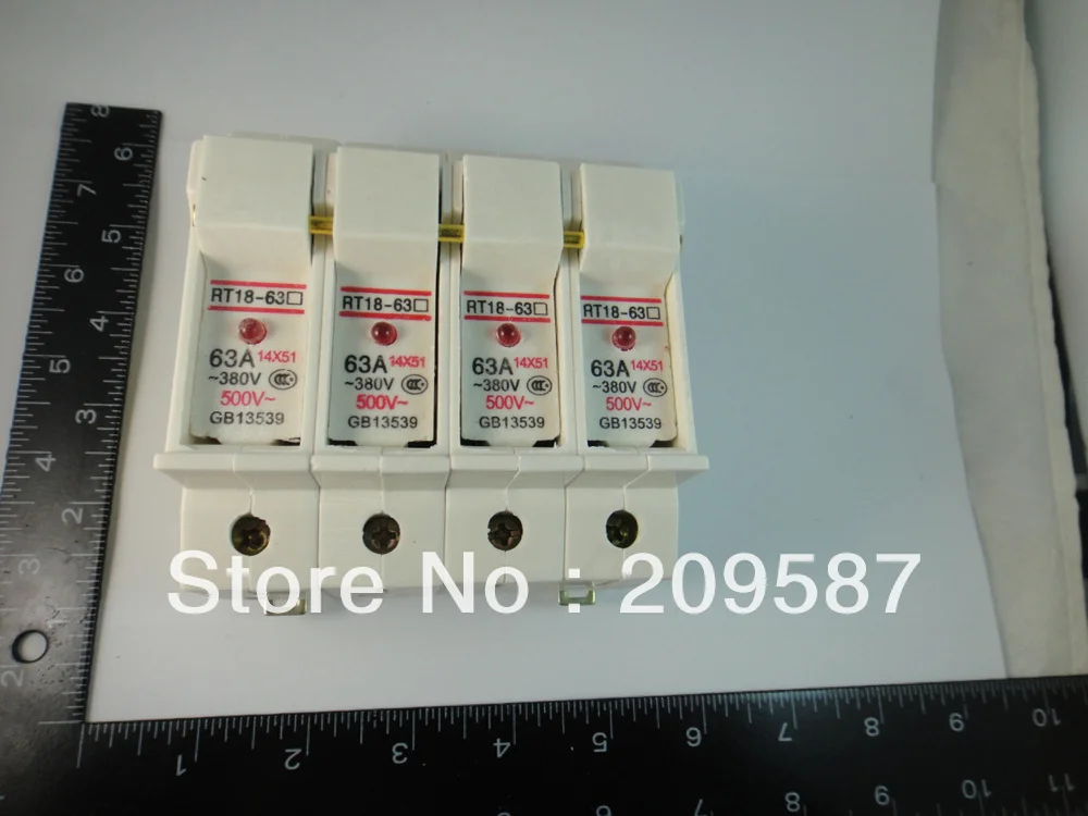 63A новый цилиндрический держатель предохранителя 4P со светодиодной лампой|fuse