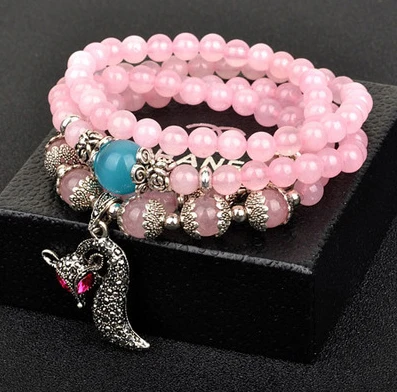 Новый браслет из натуральных кристаллов с лисой модные аксессуары для женщин |