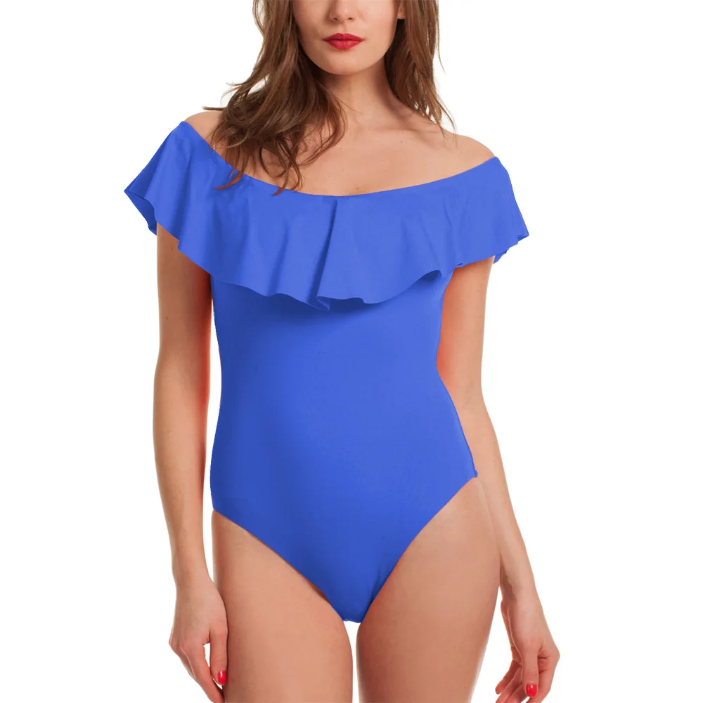 bright blue Летний женский боди с открытыми плечами и оборками, новинка, короткий рукав, без бретелек, обтягивающие боди, открытая спина, обтягивающий боди, костюм - Цвет: bright blue