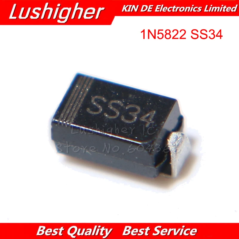 100 шт. 1N5822 SS34 SMA 3A 40V DO-214AC SMD диод Шоттки | Электронные компоненты и принадлежности