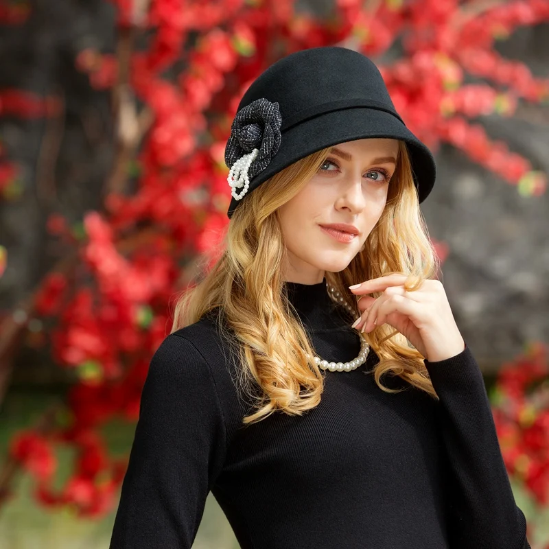 Шляпа Федора из 2018 шерсти для женщин модная шляпа натуральной винтажная