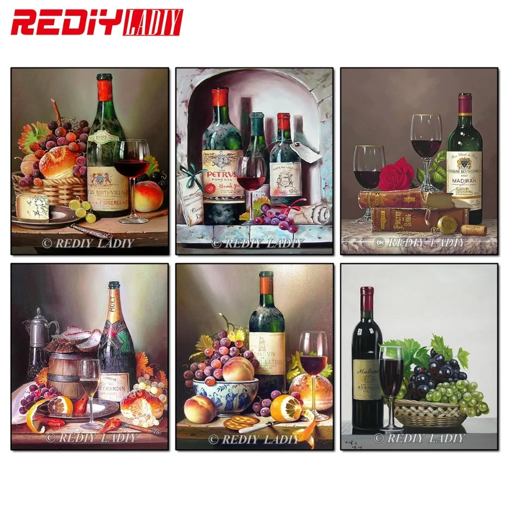 Rediy ladiy Алмазная вышивка крестиком Натюрморт с вином домашний декоративный мозаичный узор полностью Квадратный бриллиант, 5D Вышивка