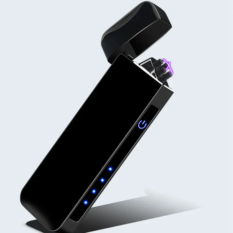Электронная сигаретная зажигалка с отпечатком пальца, USB, ветрозащитная двойная дуговая электрическая зажигалка, плазменная турбо металлическая зажигалка, подарок на день отца