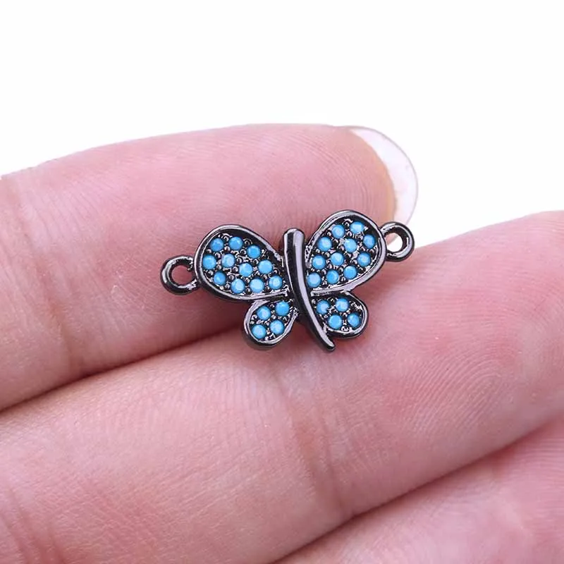 1 шт. 20*10мм Милый бабочка чарм бусина Подходит для браслета Подвески DIY Оригинальные украшения Микро вставка Цирконовые ювелирные аксессуары находки.