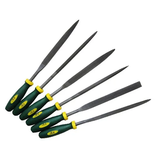 

6 Pcs Plastic Handle Flat Square Round Needle Files Set