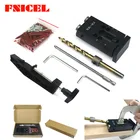 Карман отверстие джиг комплект Системы черного цвета для деревообработки и столярных работ, состоящий из шаблона для отверстий под косой + ступенчатая Буровая головка бура под косой шуруп впотай, набор инструментов с коробкой