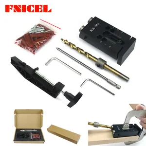 Карман отверстие джиг комплект Системы черного цвета для деревообработки и столярных работ, состоящий из шаблона для отверстий под косой + ступенчатая Буровая головка бура под косой шуруп впотай, набор инструментов с коробкой