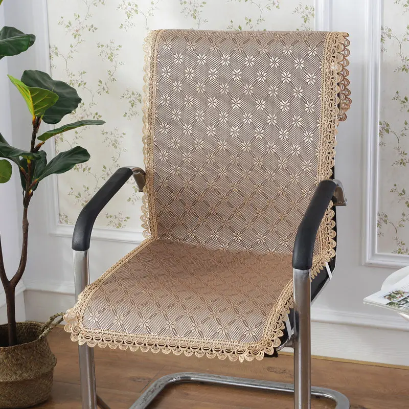 Simple Grid Print Chair Cushion Mat With Lace Decor Office Computer Seat Removable Pad Adult Cushions 1pcs | Дом и сад