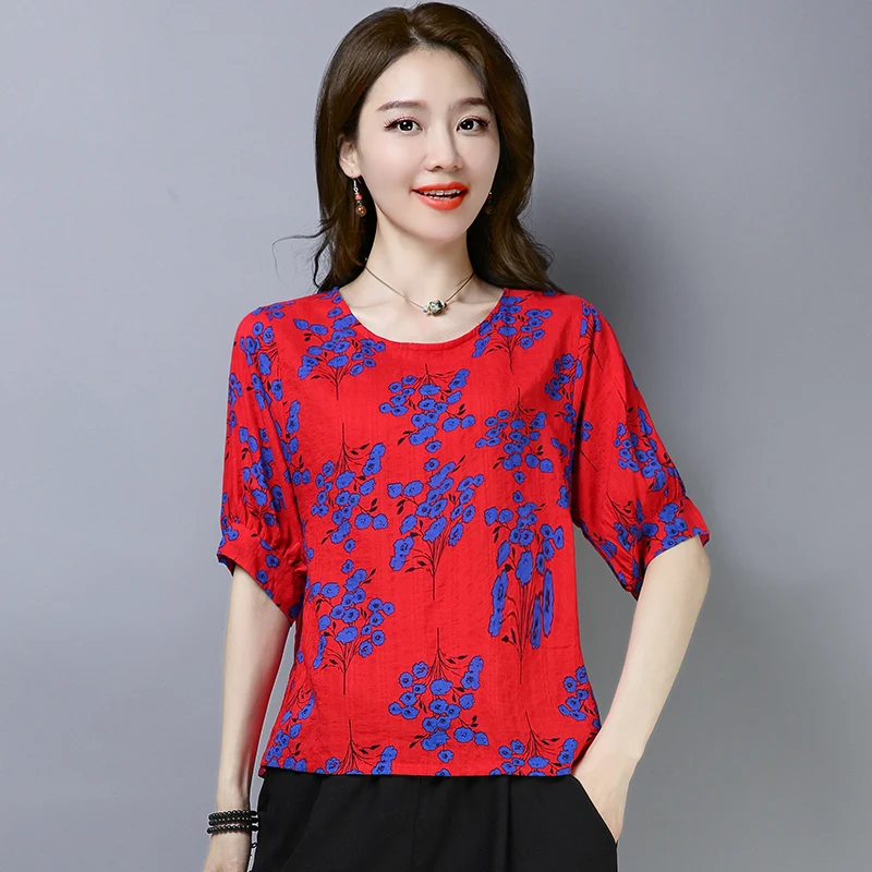 Женская рубашка с коротким рукавом Облегающая большого размера обтягивающим животом модель 3584 50 на