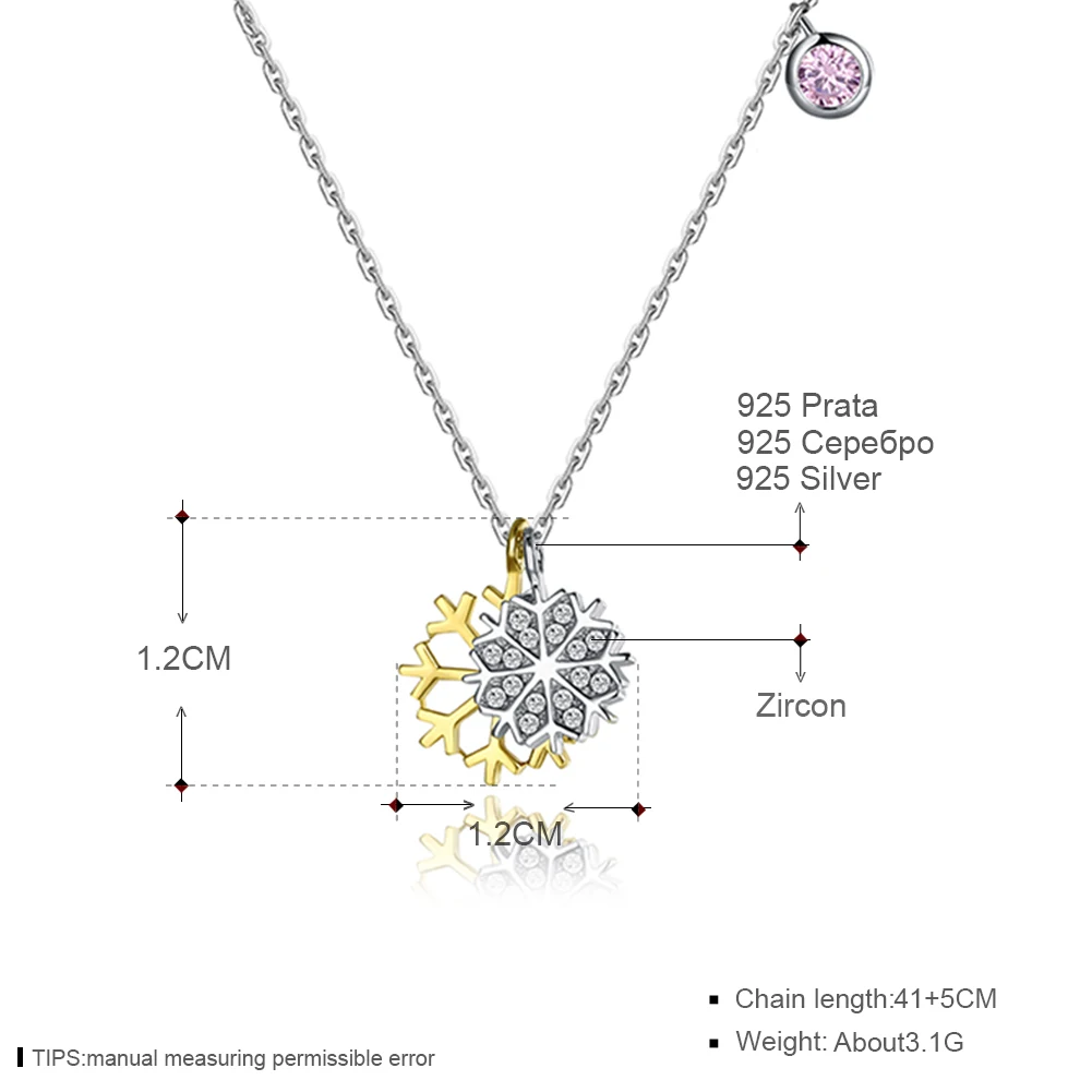 SILVERHOO, серебро 925 пробы, двойной Снежный кулон, ожерелье для девушек, хорошее ювелирное изделие, рождественский подарок, дизайн, популярные циркония CZ pendan