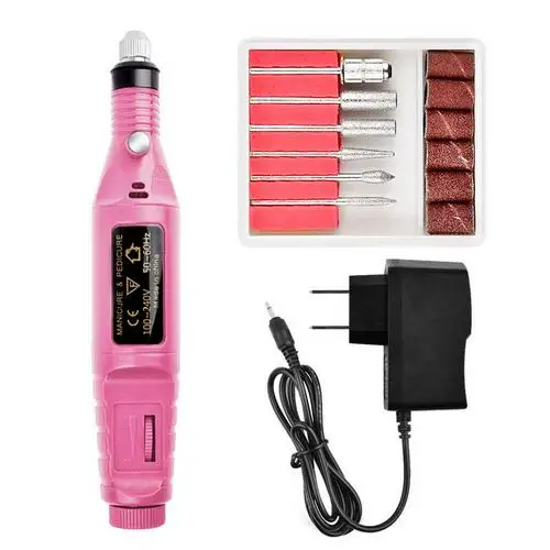 Pink color US plug ELECOOL EU US Plug 9 Вт многофункциональная электрическая машинка для маникюра, дрель для ногтей, художественная ручка, педикюрная пилка, отшелушивающий аппарат - Цвет: Pink color US plug