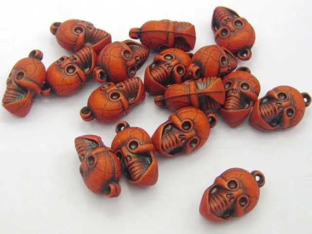 

25pcs Red Gothic Skeleton Skull Head Acrylic Charm Pendants 22mm