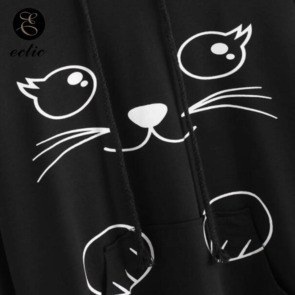 Кошачьими ушками Sueter Mujer очаровательные кофты с капюшоном, Для женщин толстовка в стиле панк восторженные пальто с капюшоном в Корейском стиле Harajuku негабаритных толстовка с капюшоном и героями мультфильмов, пастельный, готический