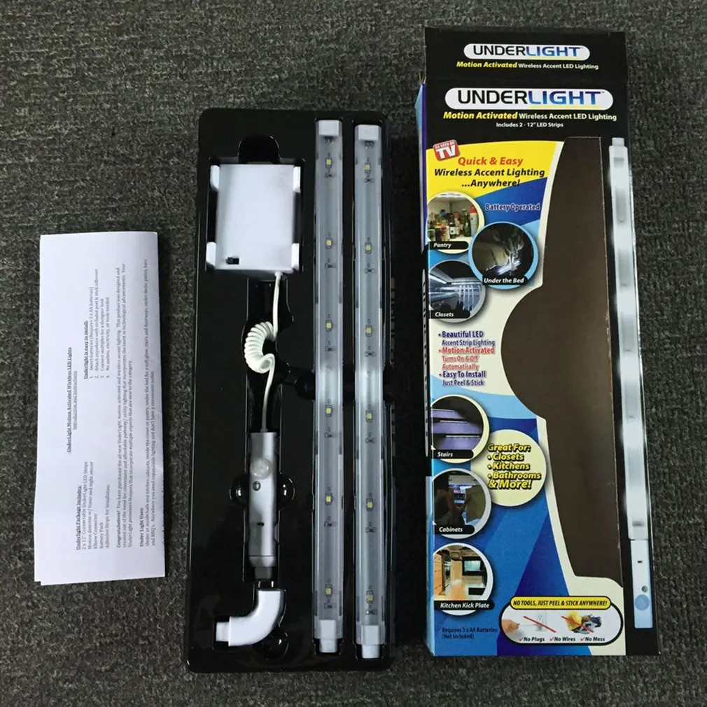 Under Light LED Bars Strips Underlights Motion Sensor Battery Activated Accent Lighting for Cabinets Stairs Doorways | Лампы и