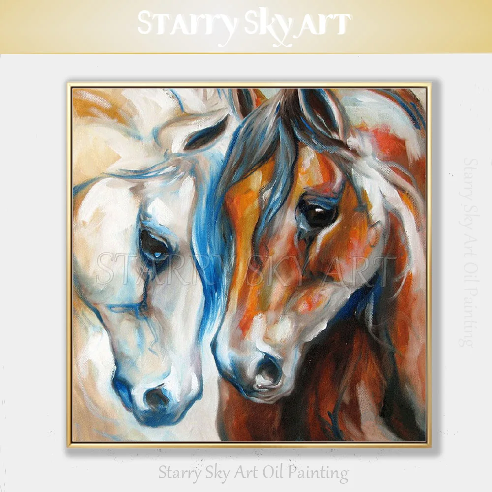 Hot Selling Fine Art Artist Hand-painted High Quality Modern Animal Horse Oil Painting on Canvas Beautiful Indian | Дом и сад
