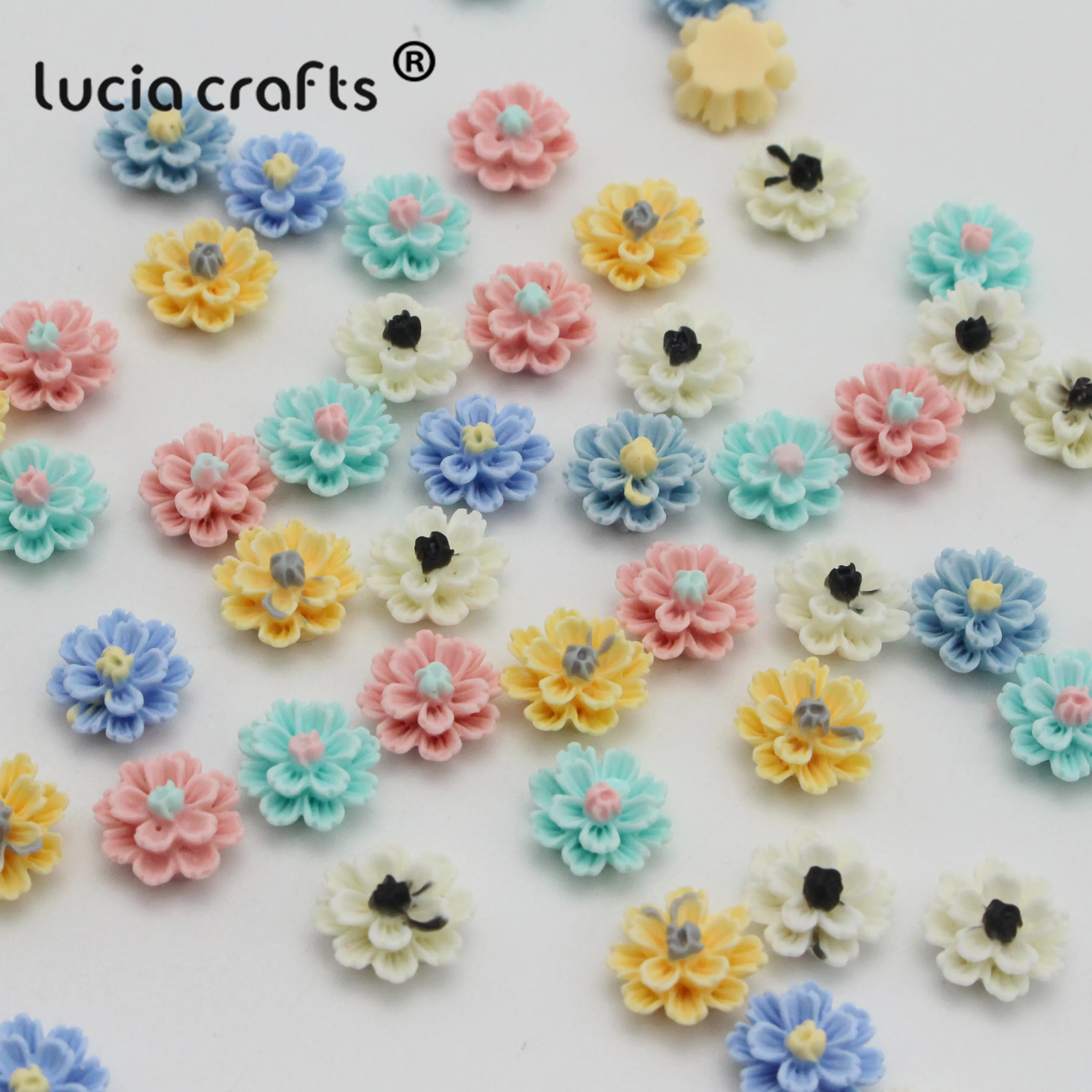 Lucia crafts 50 шт./лот 12 мм многоразовые полимерные цветы с плоской задней стороной DIY