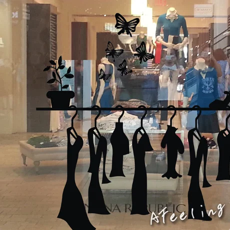 Модная вешалка для одежды/женская одежда магазин окно стекло декоративные