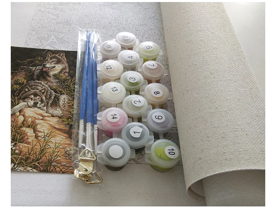 Без рамки волк животные DIY Краска ing комплекты номеров краски на холсте акриловая окраска картина по номерам для домашнего декора стен