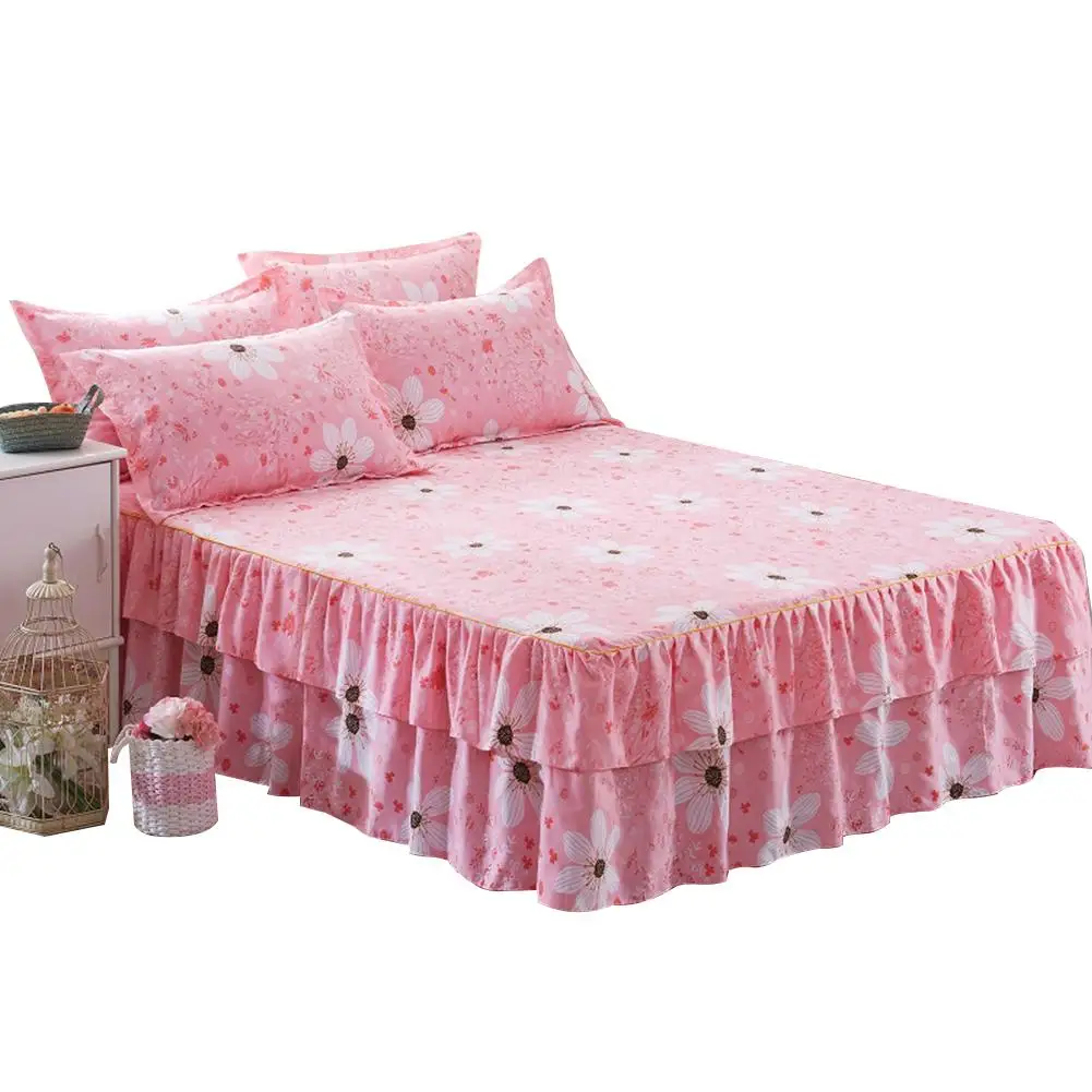 B 150X200 см, простыня с цветочным рисунком, покрывало queen Dust, гофрированная натяжная простыня из полиэстера для спальни, двухслойная покрывало, юбка, подарок - Цвет: B