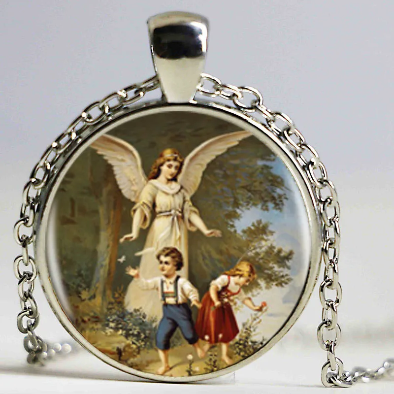 Модное винтажное ожерелье с подвеской логотипом ангела серебряного цвета ручной