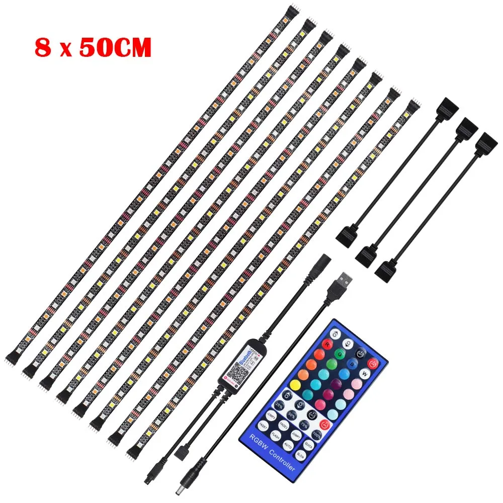 8 x 50CM USB Светодиодная лента DC 5 в 50 см 1 м 2 м 3 м 4 м IR 40Key управление Лер приложение Bluetooth управление Гибкий Светильник Настольный экран ТВ фоновый светильник ing - Испускаемый цвет: 8 x 50CM