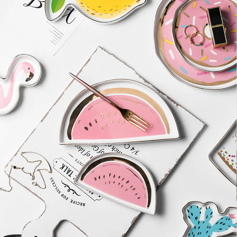 Изысканный Фламинго кактус керамическая тарелка блюдо домашний декор фрукты