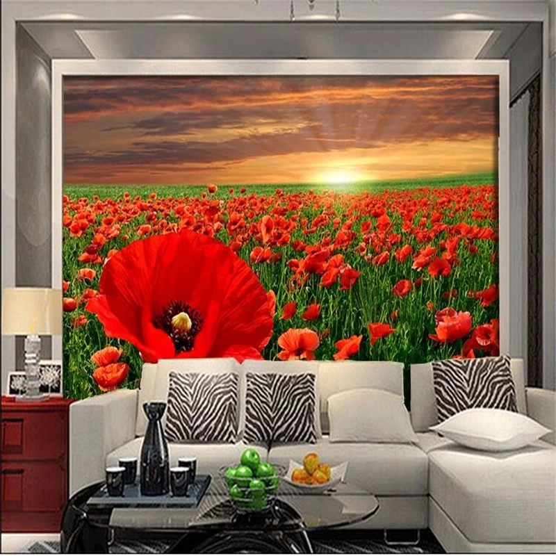 Фотообои beibehang 3D современный минималистичный фон для дивана красивый Мак цветы