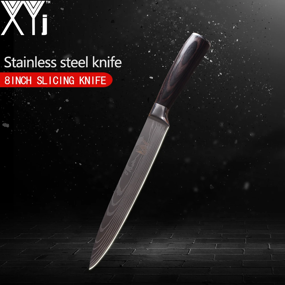 XYj один нож из нержавеющей стали дамасский с узором вен эргономичная ручка