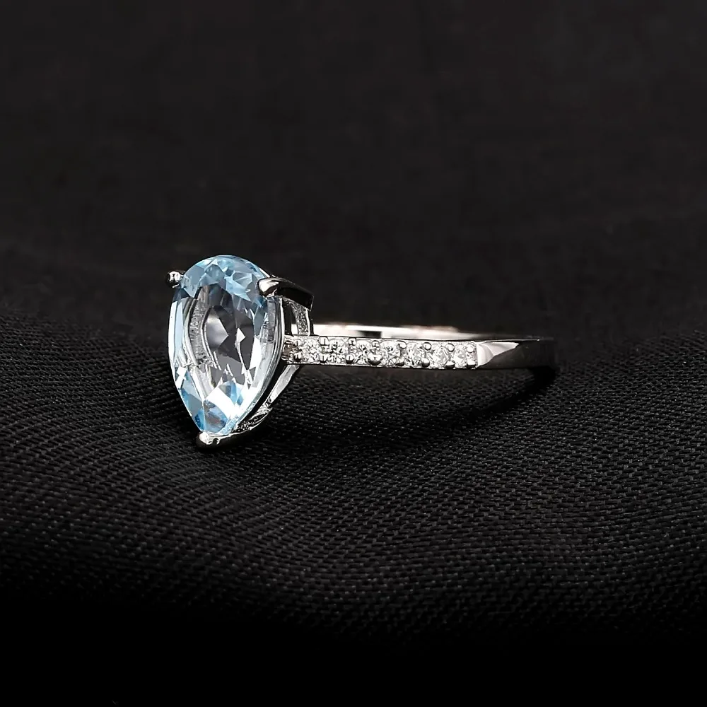 GEM'S BALLET 2.4Ct Sky Blue Topaz Water Drop Rings Earrings 925 Sterling Silver Natural Gemstone Fine Jewelry Set For Women | Украшения