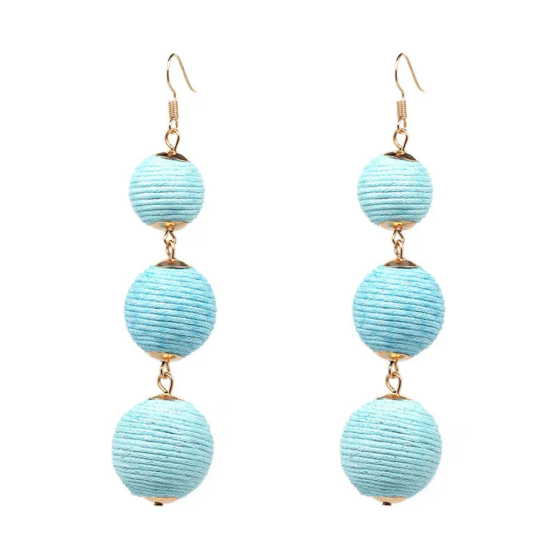Новинка 2017 года шимми тройной мяч нити Завернутый Серьги мотаться Bon Цвет pom шары