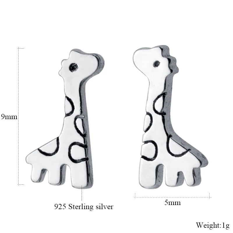 Genuine 100% 925 Sterling Silver Giraffe Stud Earrings For Women Simple Animal Fashion Party Jewelry | Украшения и аксессуары