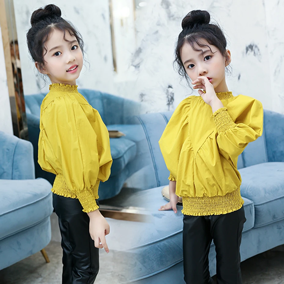 Белая блузка для девочек из 100% хлопка весенне осенние рубашки подростков