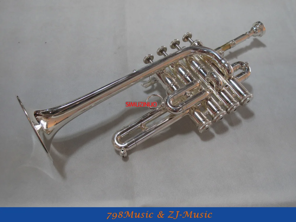 

NEW Silver Plated Piccolo Trumpet Bb/A horn 4 Monel valves With Case