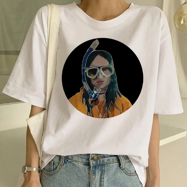Уличная футболка в стиле хип-хоп Billie Eilish Harajuku, Повседневная футболка с круглым вырезом и короткими рукавами для мужчин и женщин, крутая футболка с графическим рисунком в стиле хипстер