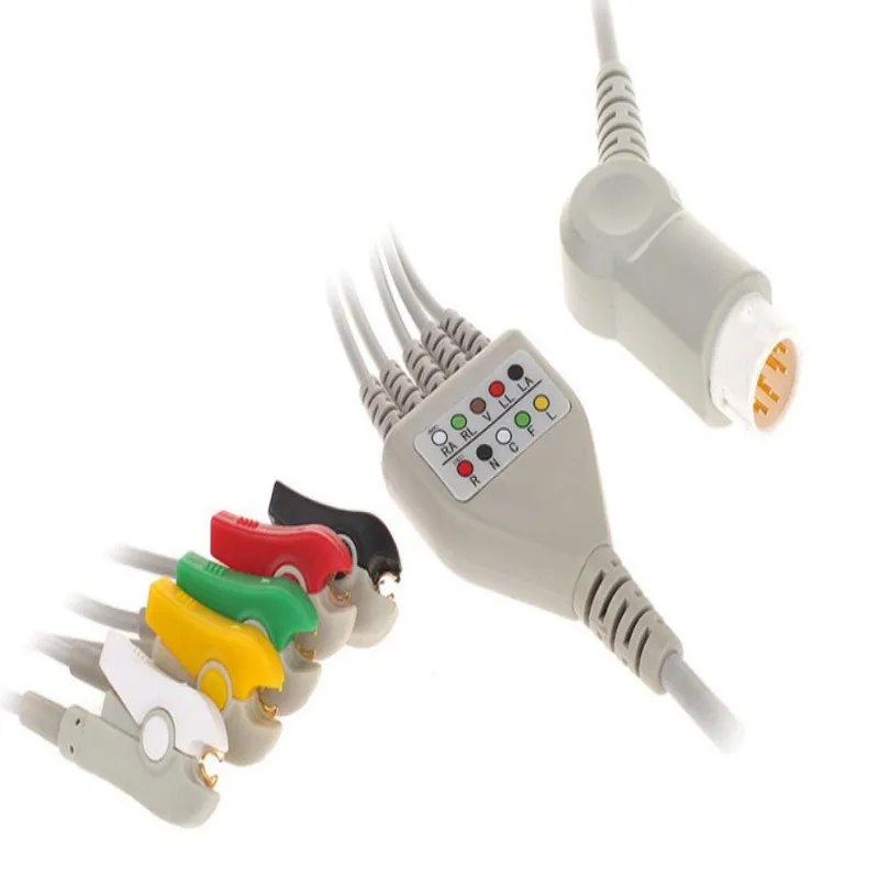 Совместим с Philips/HP 12Pin MP20/30/VM6 монитор пациента ECG кабель один кусок 5 проводов Leadwires