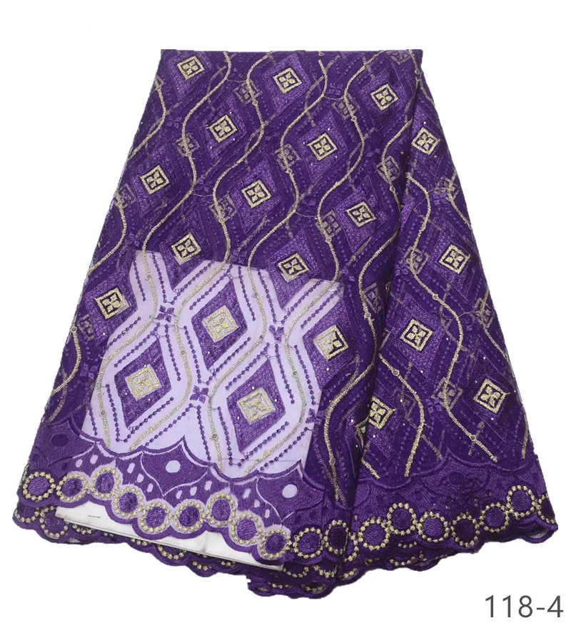 

2019 French Lace Fabric Purple Wedding High Quality African Tulle Lace Fabric 5Yard Purple Embroidered Tulle Lace fabric