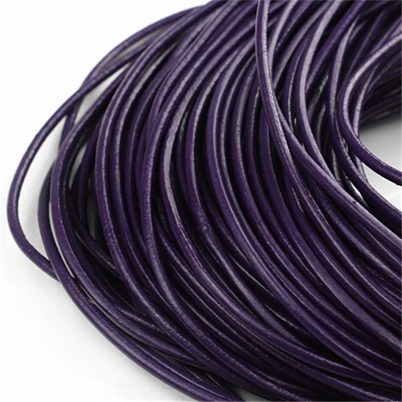 Dark Purple 5 метров 3 мм шнуры из натуральной кожи круглый веревочный шнур для самостоятельного изготовления ювелирных изделий браслет Цепочки и ожерелья ювелирные изделия-Аксессуары - Цвет: Dark Purple