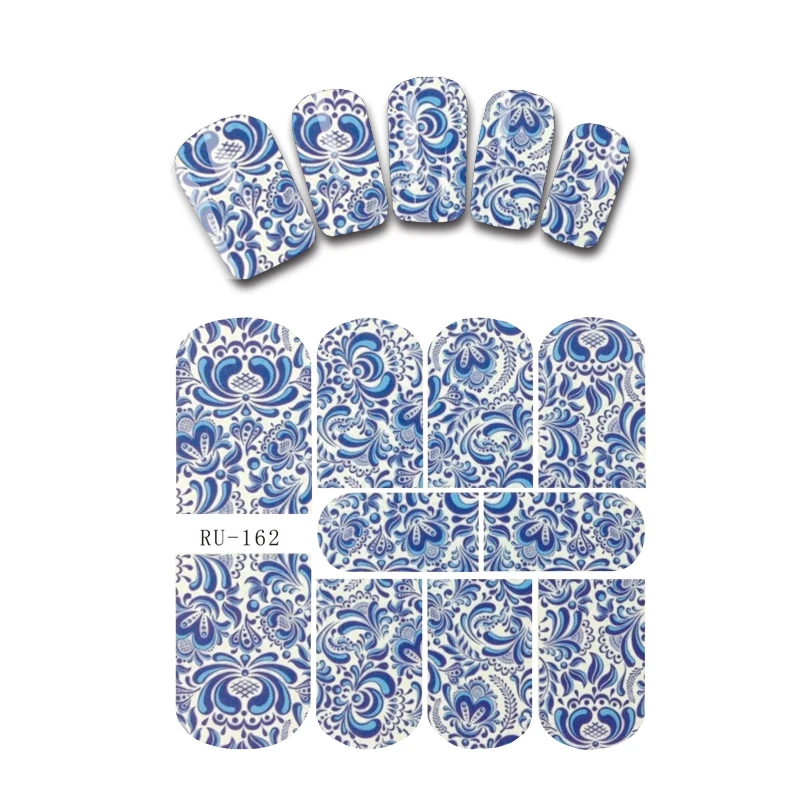 Наклейка на ногти водная наклейка цветок Черная кружевная ткань ромашки лоза