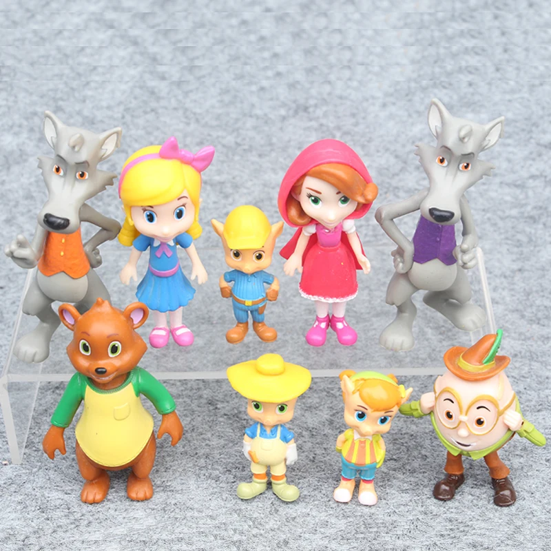 9 шт./компл. Goldie Bear Фигурки игрушки три медведя Большой плохой волк Красная