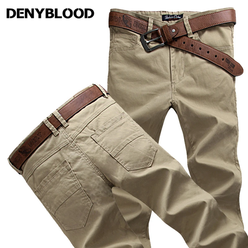 6619 Khaki Мужские джинсы denyblood тонкий чиносы приталенные Стрейчевые штаны хлопок хаки, черный, цвет красного вина, темно синие 989 для мужчин s брюки для девочек модные - Цвет: 6619 Khaki