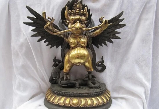 

song voge gem S0072 12 Tibet Folk Temple Classical Bronze Gild Garuda Bird God Setrap Buddha Statue