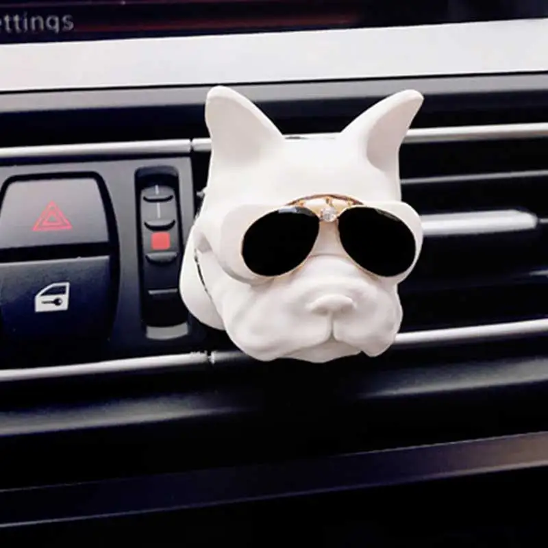 white Автомобильный освежитель воздуха ПВХ Бульдог Авто запах духи клип автомобильный Внутренний Вентиляционный Аромат Ароматический диффузор для запахов ароматизатор в автомобиле - Название цвета: white
