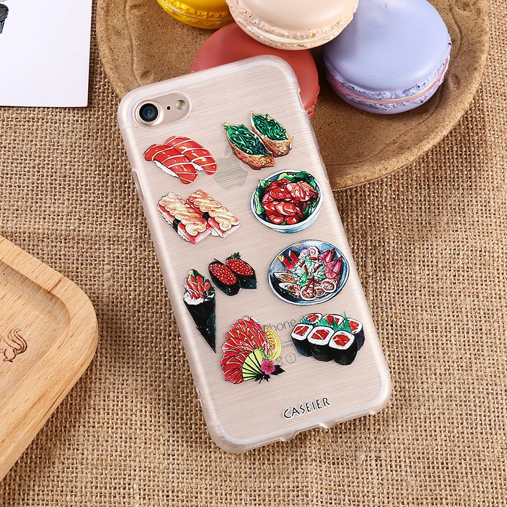Caseier суши чехол для телефона iPhone 7 8 Обложка мягкая TPU ультра-тонкий милый