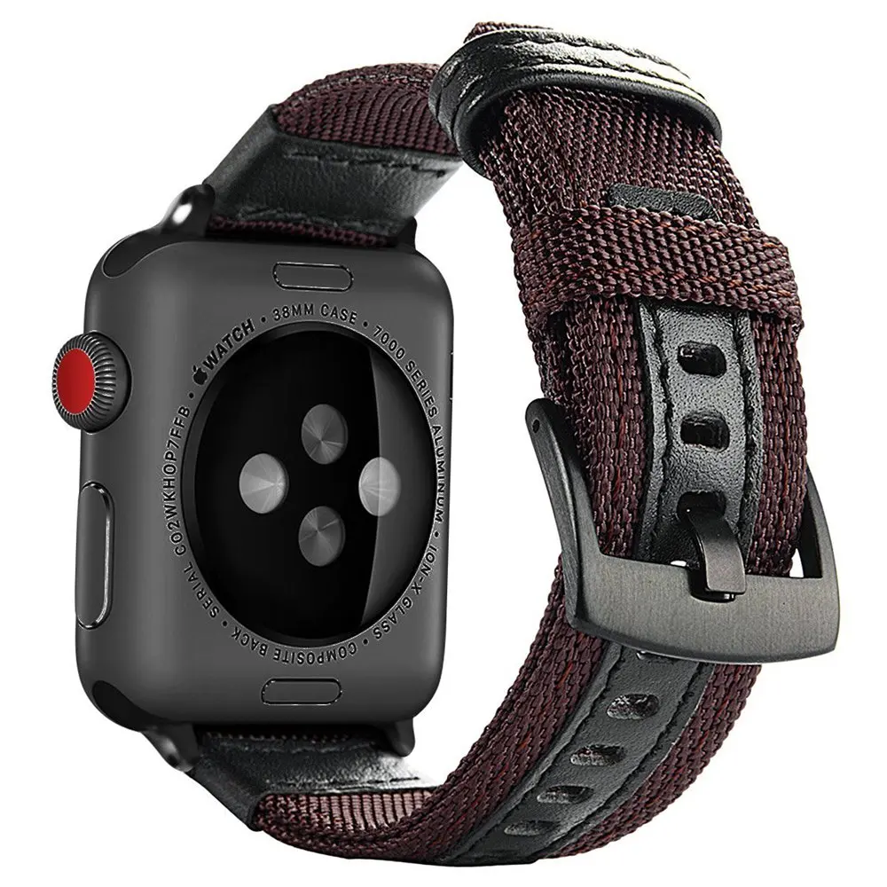 URVOI band для apple watch series 6 SE 5 4 321 прочный ремешок iwatch из парусины с натуральной кожей