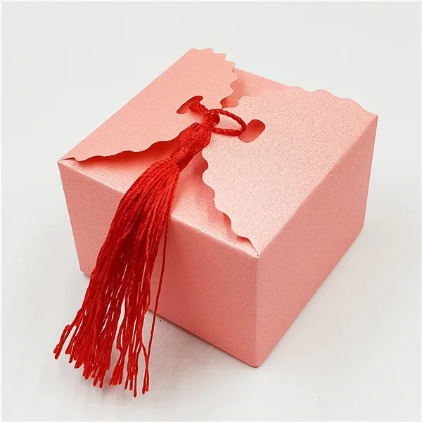 pink 12 шт маленькая прямоугольная Бумага конфеты Коробки+ Красный кисточкой, детская игрушка в ванную Подарочная коробка на день рождения сувенир для свадебной вечеринки Box 6,5x6,5x4,5 см - Цвет: pink
