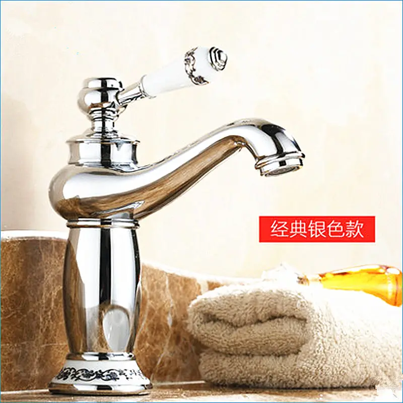 Медный смеситель с одной ручкой и одним отверстием латунный золотой для раковины