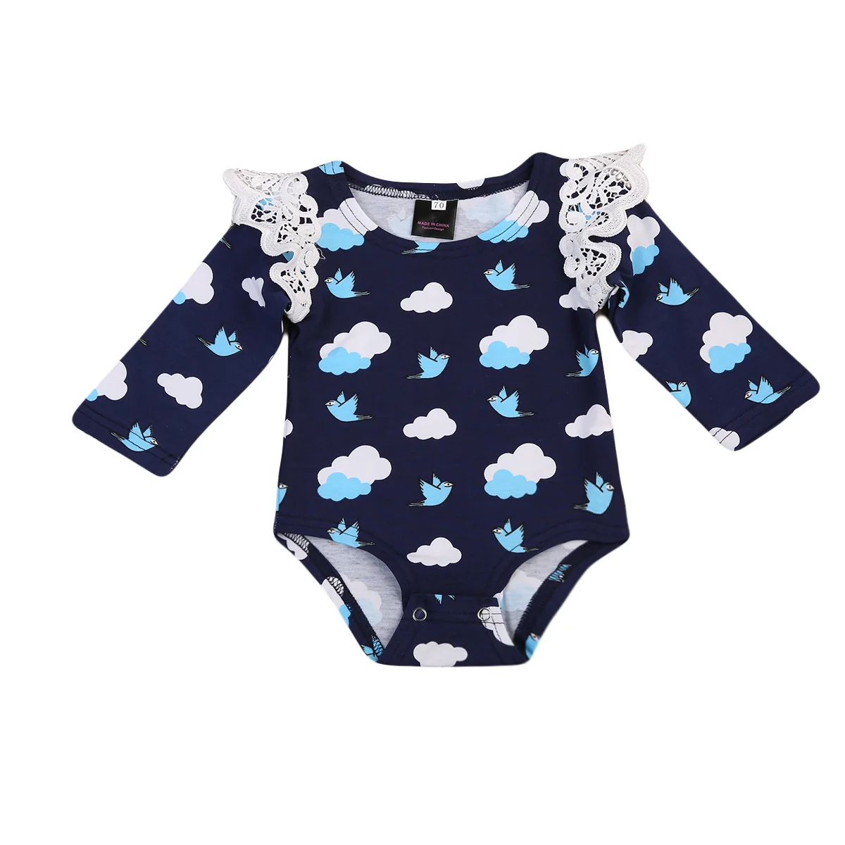 2017 милый комбинезон с длинными рукавами и цветочным рисунком для новорожденных