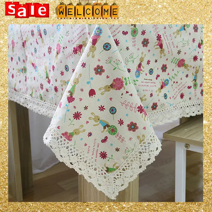 Шнурок хлопка Мультфильм Кролик Цветок Сердце Филиал Печати Скатерть Толщиной